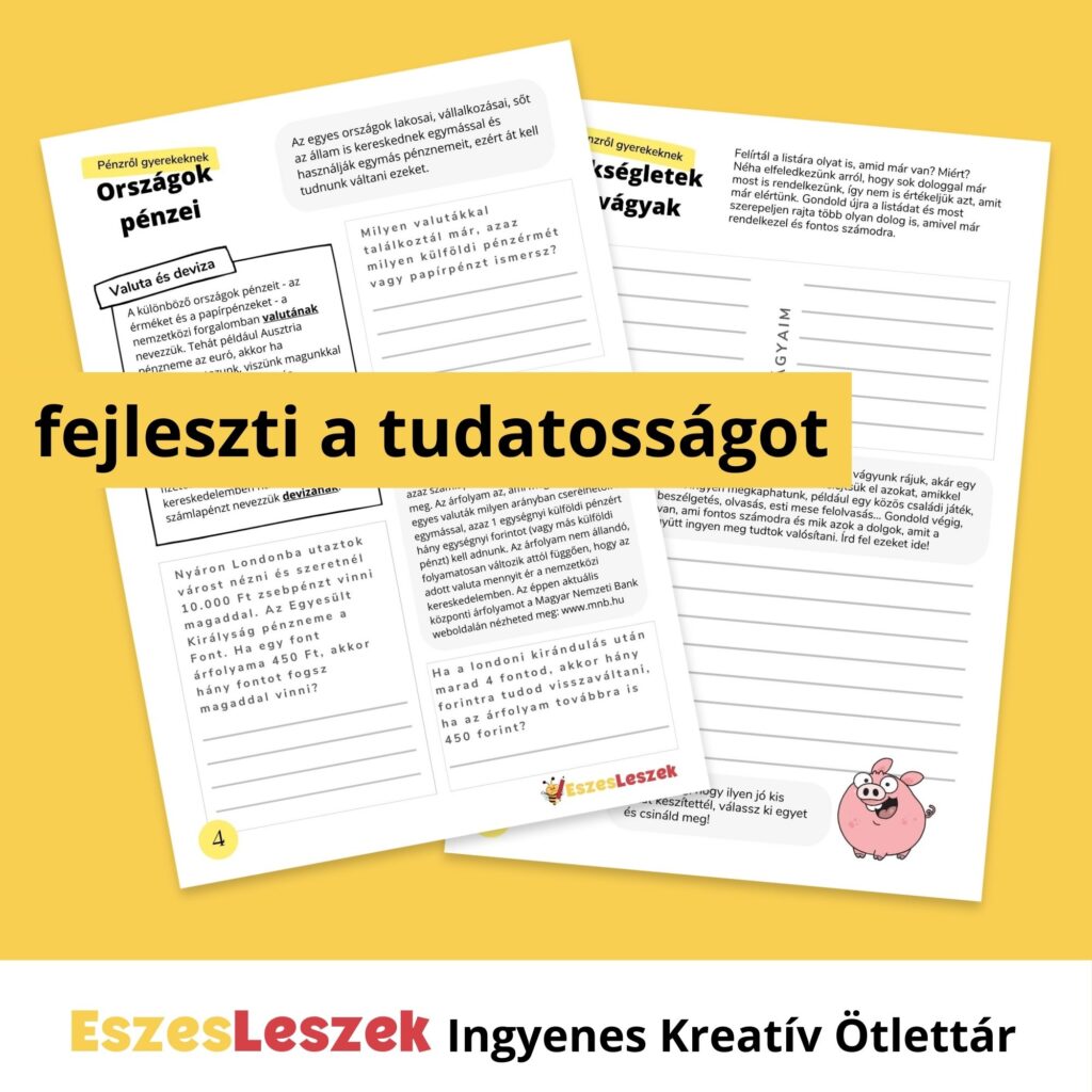 eszeseszek.hu | kreatív ötlettár | ingyen játékok | okos játékok | nyomtatható játékok | pénzügy gyerekeknek | pénzről gyerekeknek