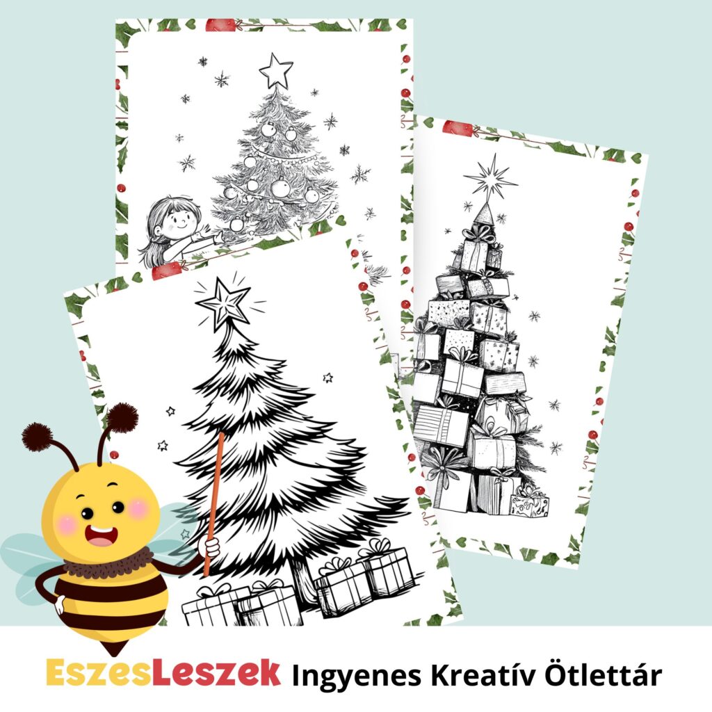 Karácsonyi színező, letölthető színező lap, EszesLeszek, Kreatív ötlettár